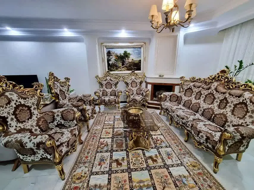 یه سرویس مبل ۹ نفره منبت کاری