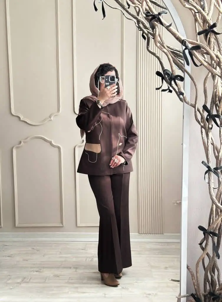 کت شلوار گلدوزی مدل الینا