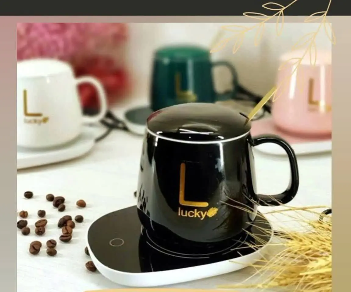 ماگ هیتر دار قاشق دار دارای صفحهی گرم نگهدارنده