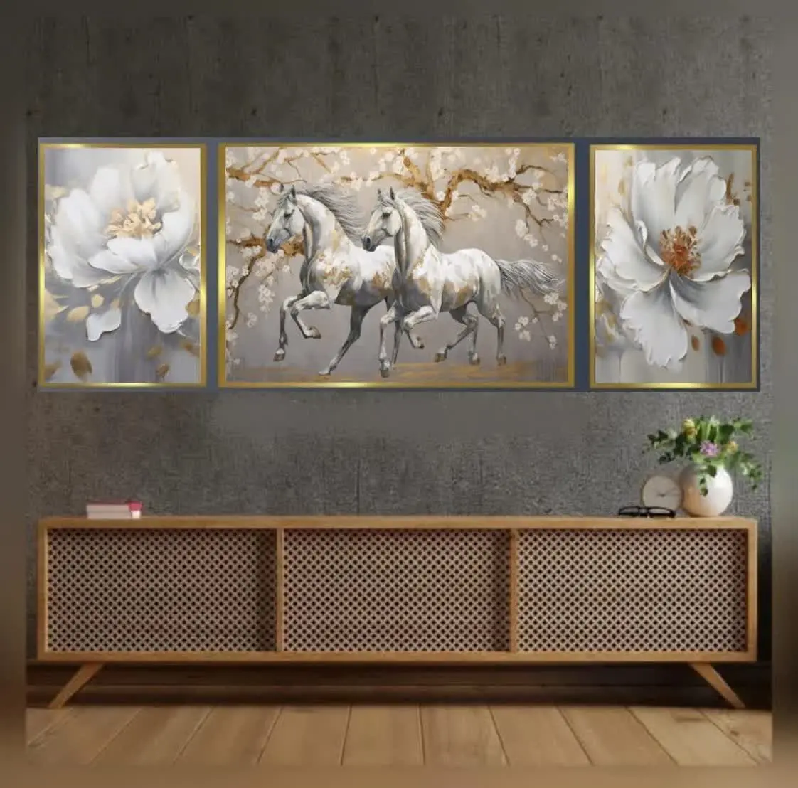 تابلوهای خوشگل سه تیکه طرح اسب😍