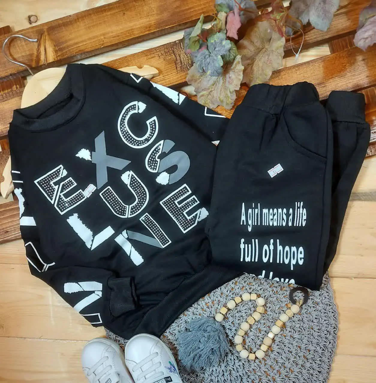 👚نام: ست بلند اسپورت مشکی نگینی E X C طرح mehr