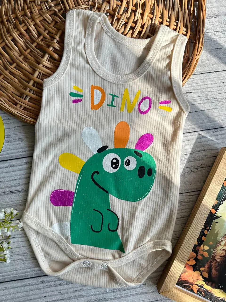 بادی زیردکمه کبریتی طرح دایناسور DINO شیری نوزادی و کودک کد ۱۱۸۰۹۷