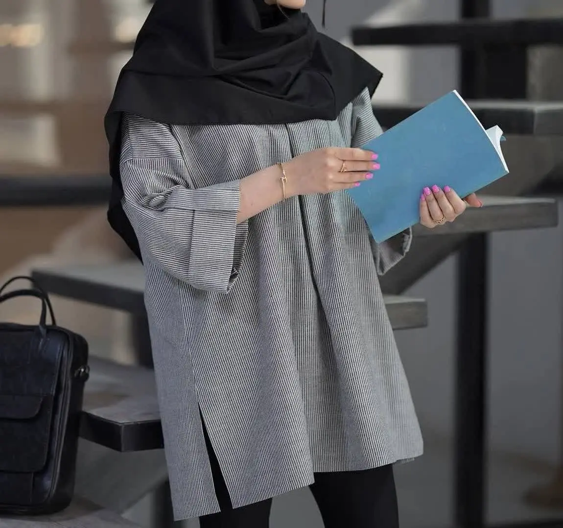 ⚜️ مدل: مانتو راه راه آستین پاگن