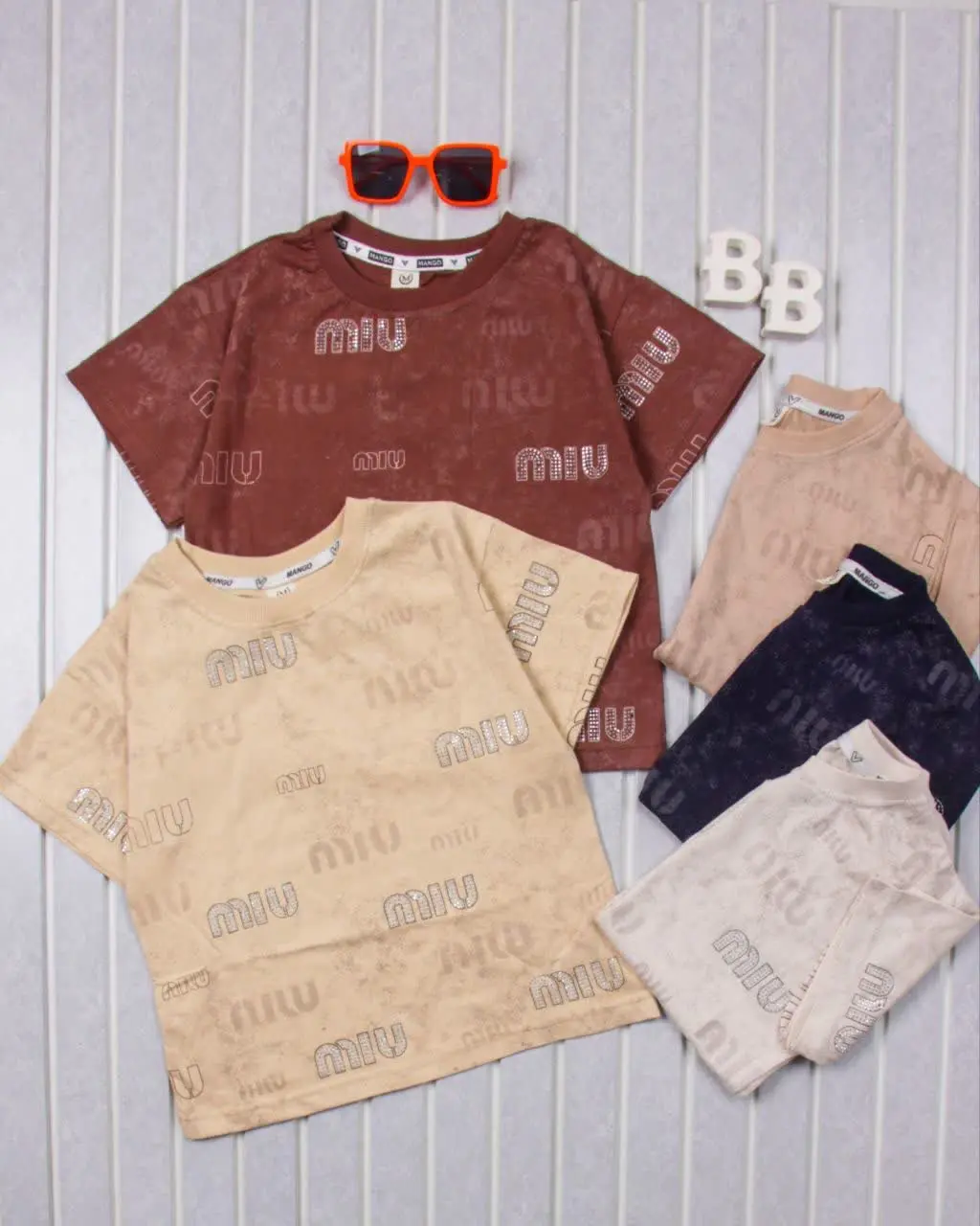 💢تیشرت تک باکسی نگین دار miu💢