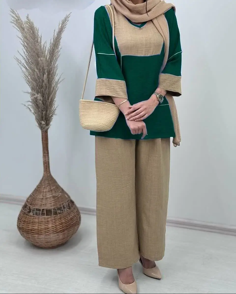 🌙نام: ست تونیک و شلوار ابروبادی دورنگ
