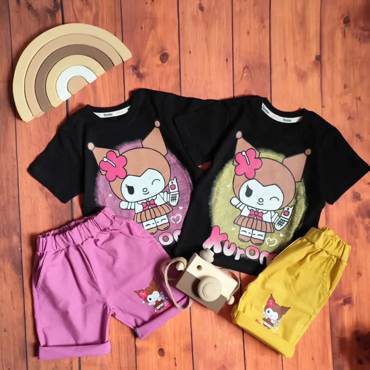 😍ست تیشرت وشلوارک کرومی، جنس تیشرت پنبه، جنس شلوارک کتان با کیفیت عالی 😍