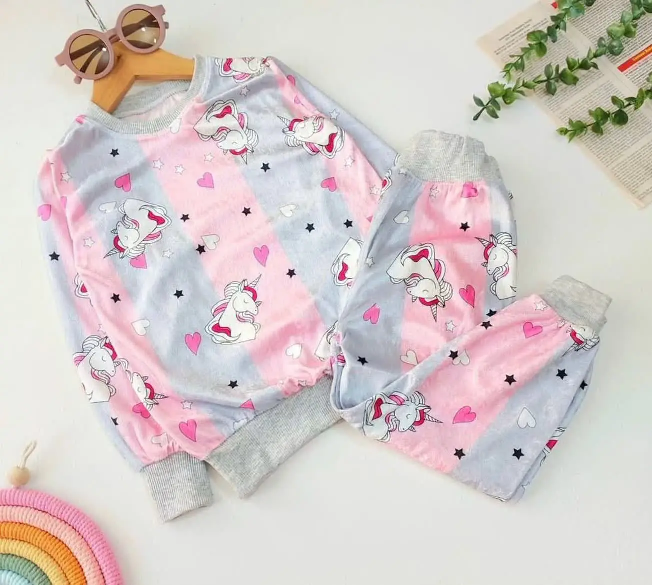👚نام: ست بلند دخترانه مخمل اسب یونیکورن ۴۰تا۶۰ طرح saf