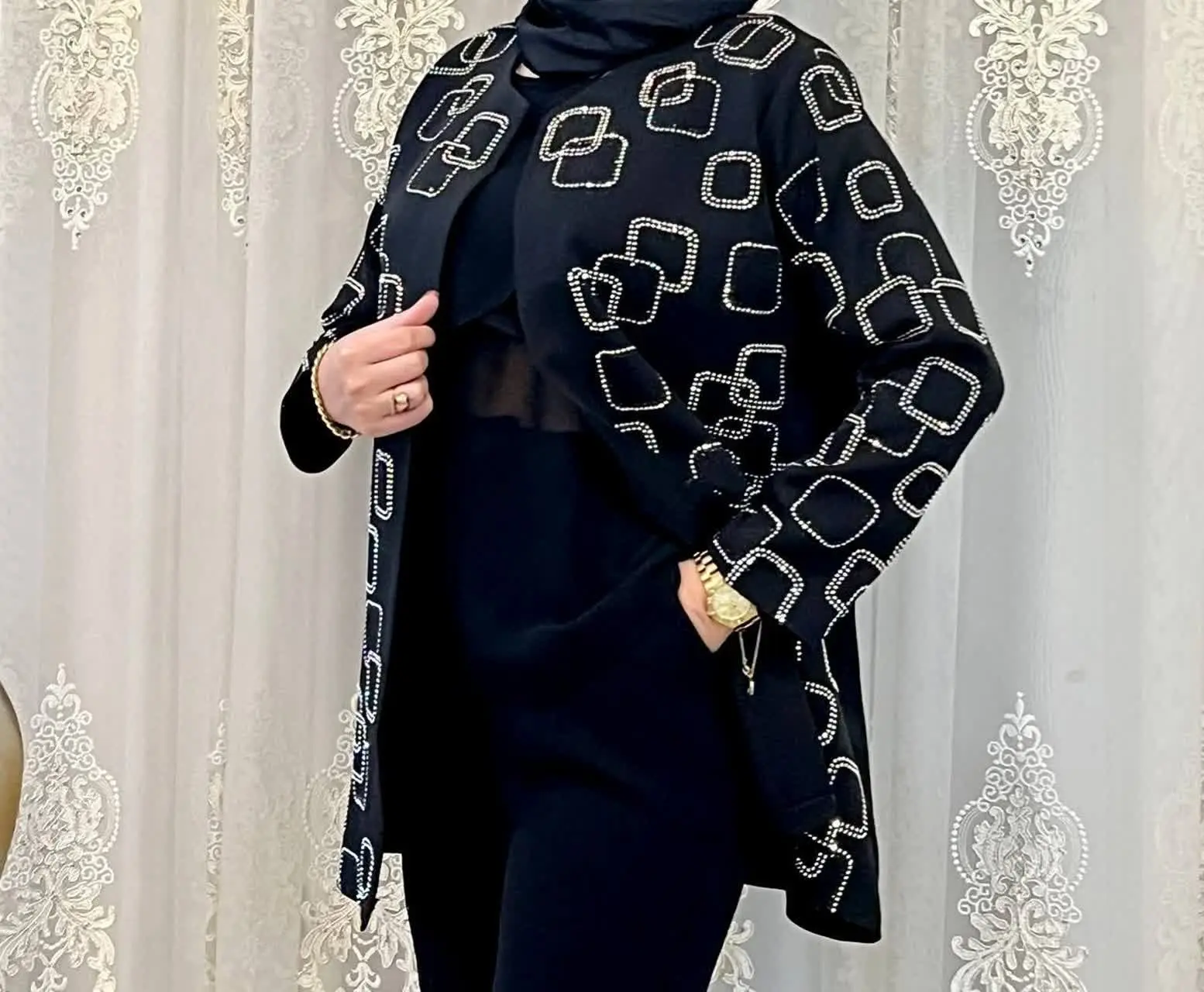 👚نام: کت مانتویی نگین مربعی ❤️❤️