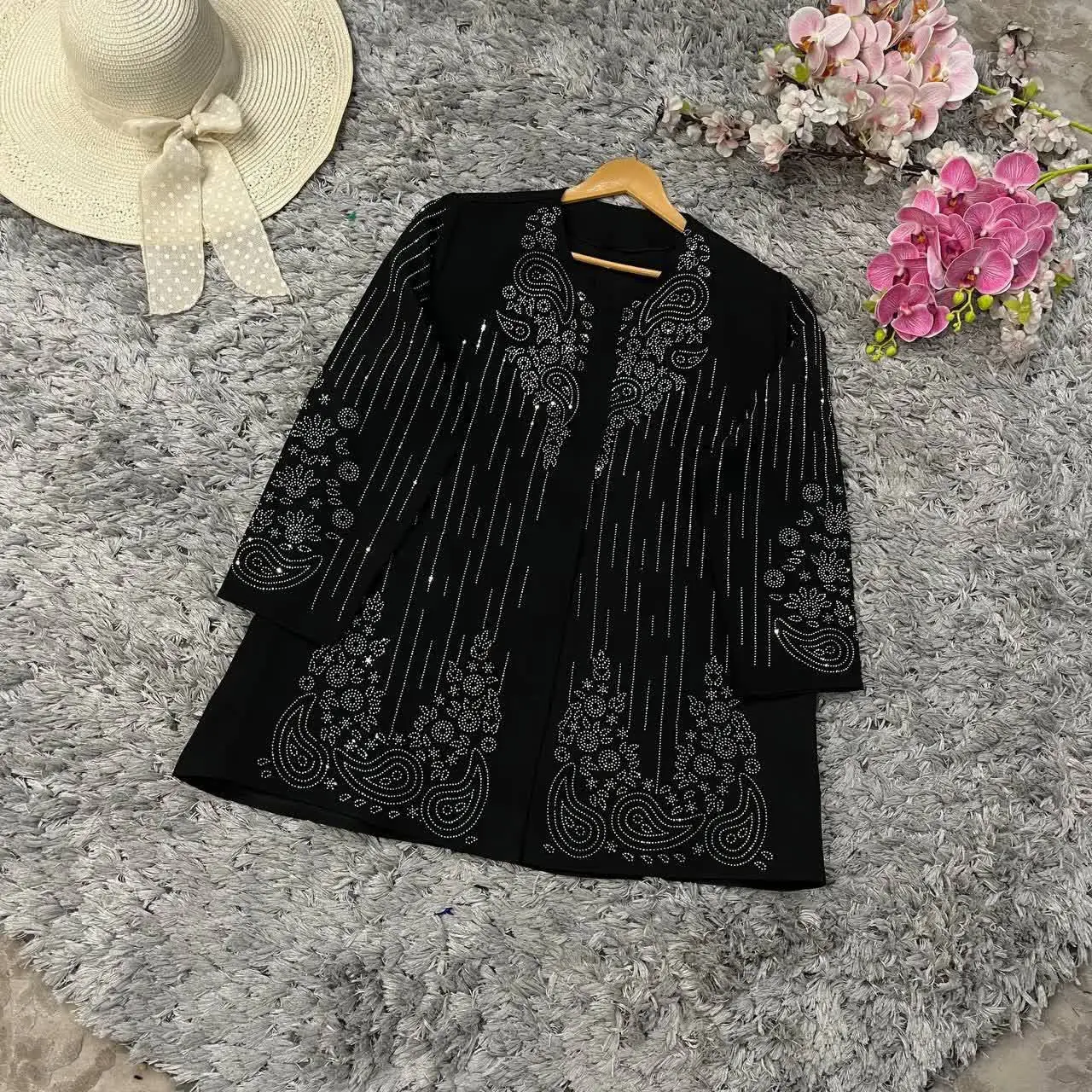 😍مانتو مجلسی نگین دار مدل ترمه
