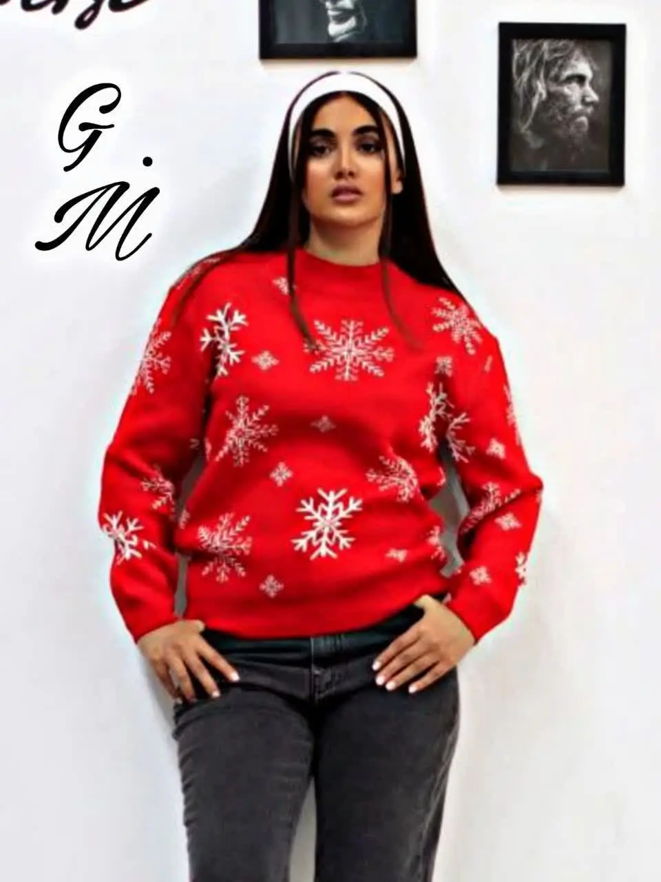 👚نام کالا: بافت یلدایی طرح برفی 😉👌