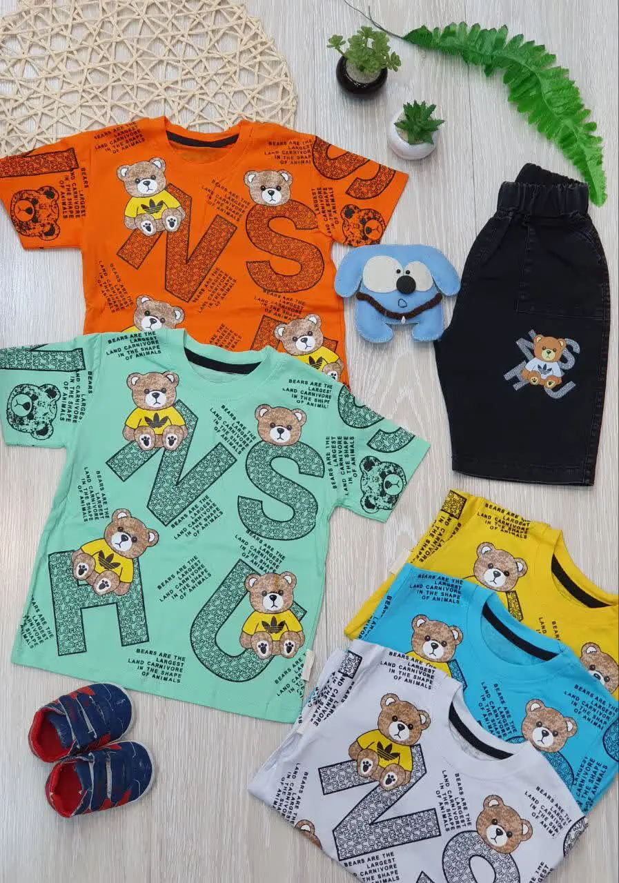 👕تیشرت شلوارک لی خرس و حروف
