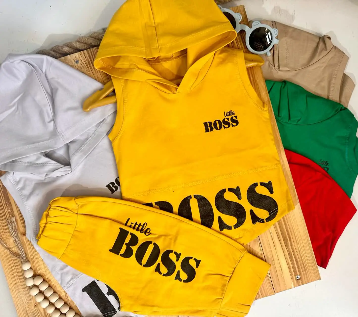 👫تاپ شلوارک پسرانه تمام پنبه لاکرا چاپ boss ✅