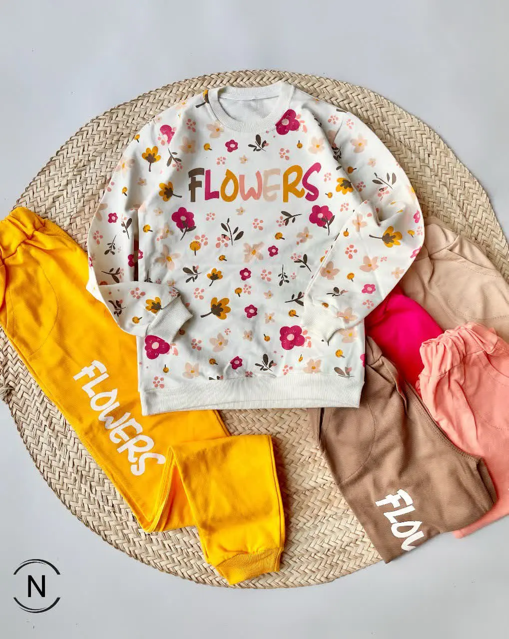 بلوزشلواردخترانه پنبه تمام چاپ flower
