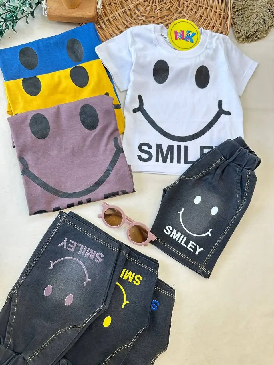 تیشرت شلوارک طرح لبخند (Smile) نوزادی و کودک کد ۱۱۰۵۰