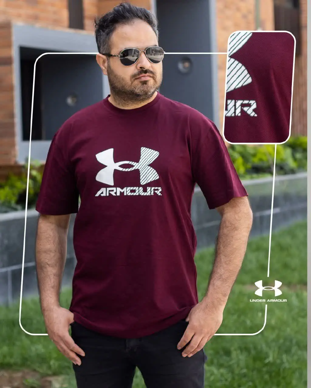 🔸 تیشرت مردانه آستین کوتاه ARMOUR زرشکی مدل ۱۵۱۱