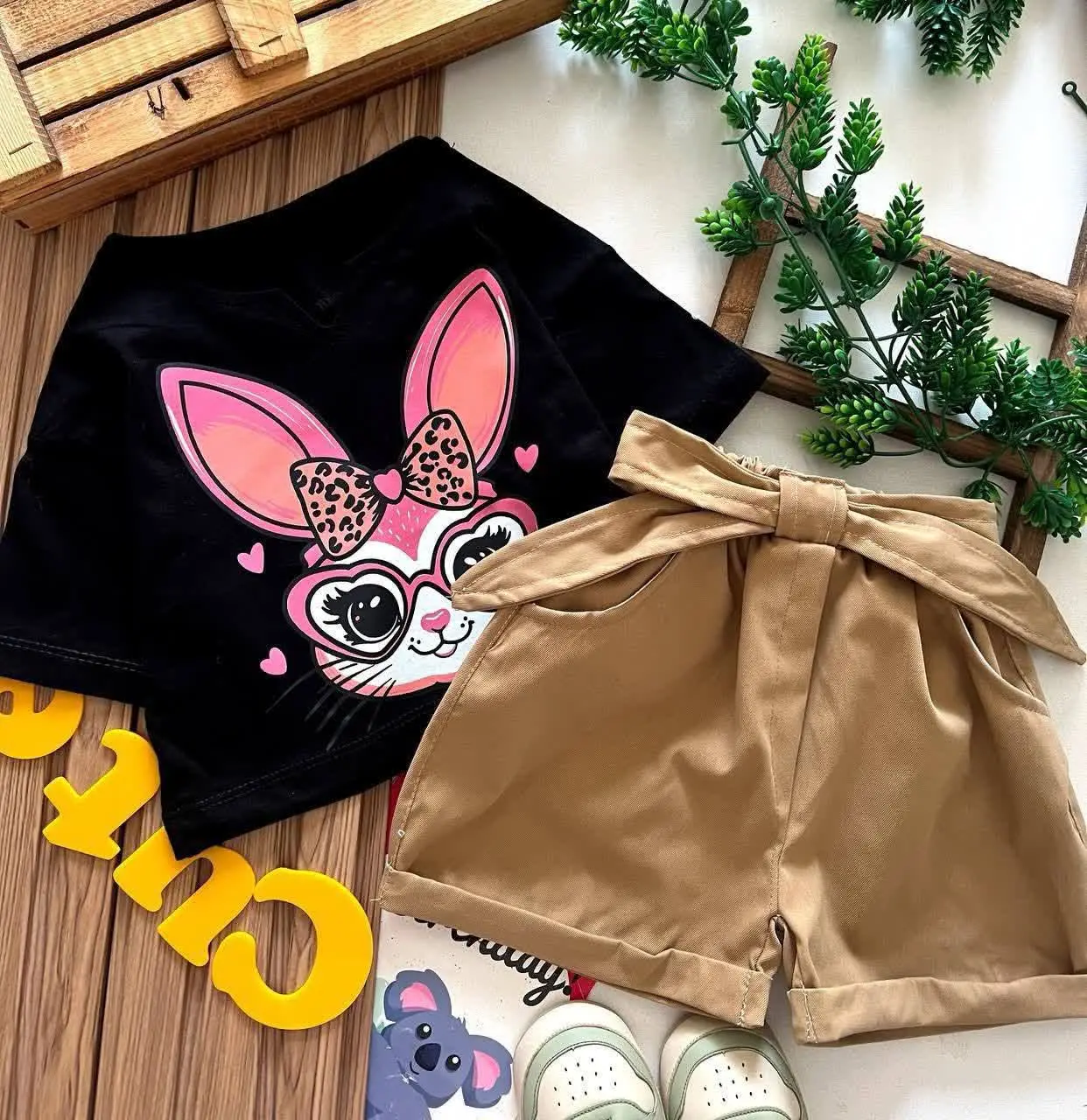 🐰ست کراپ و شورتک خرگوش عینکی😍