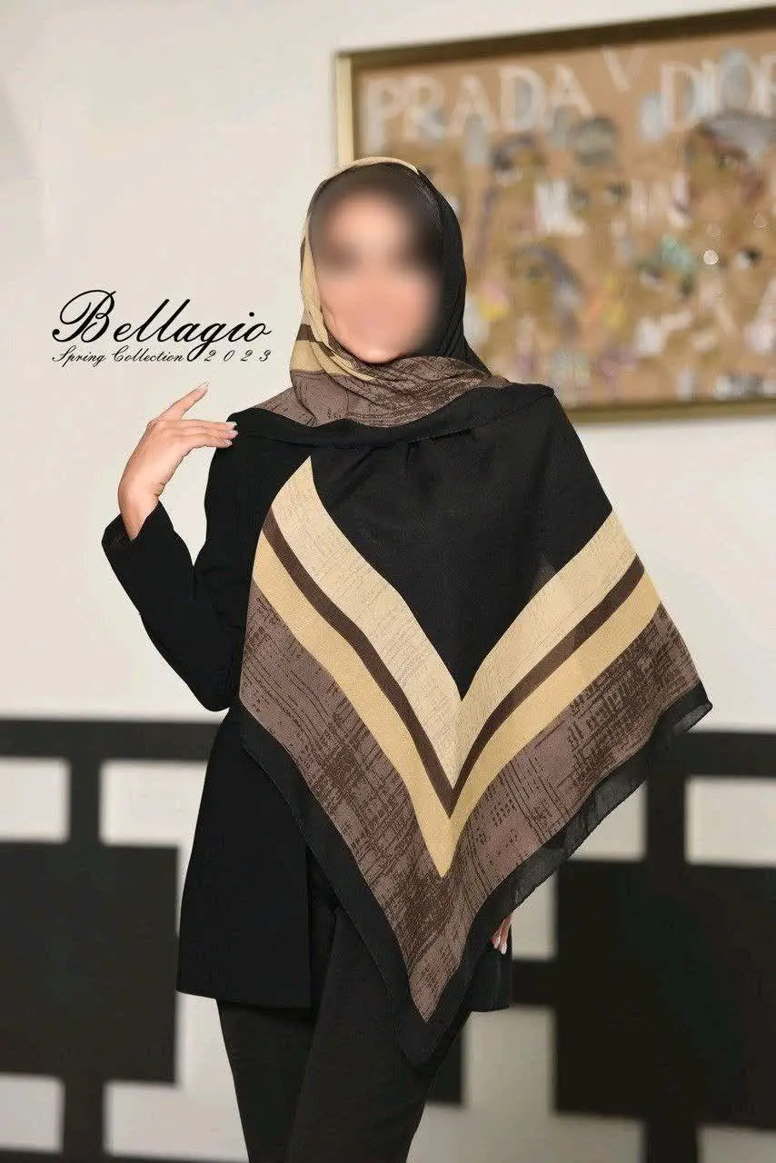 🌷 #عنوان: روسری کرپ مشکی کرم