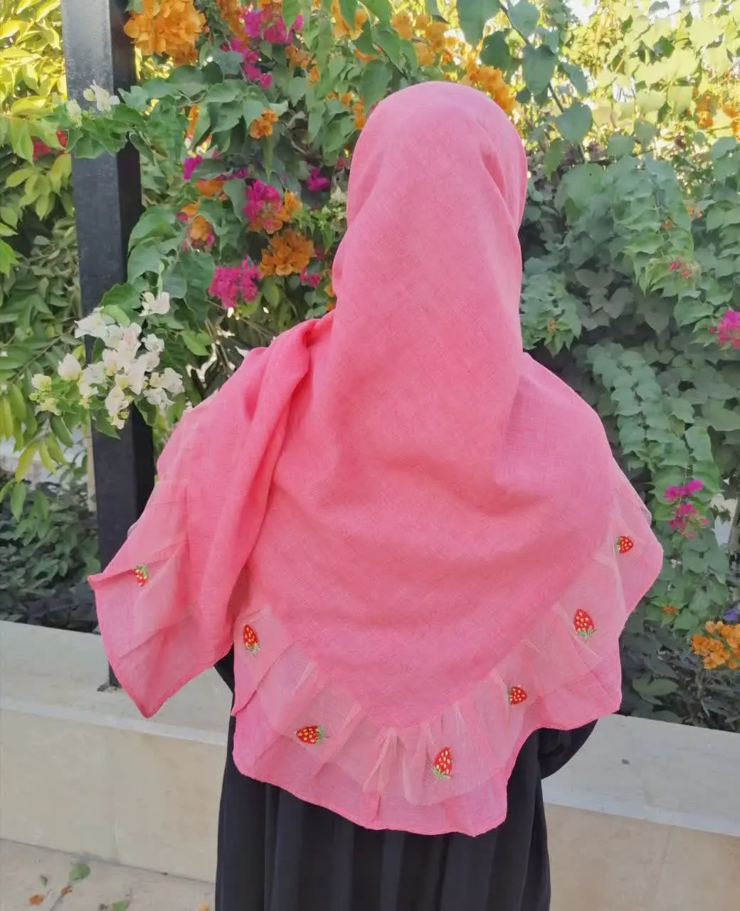 روسری چین دار با تور توت فرنگی 🍓