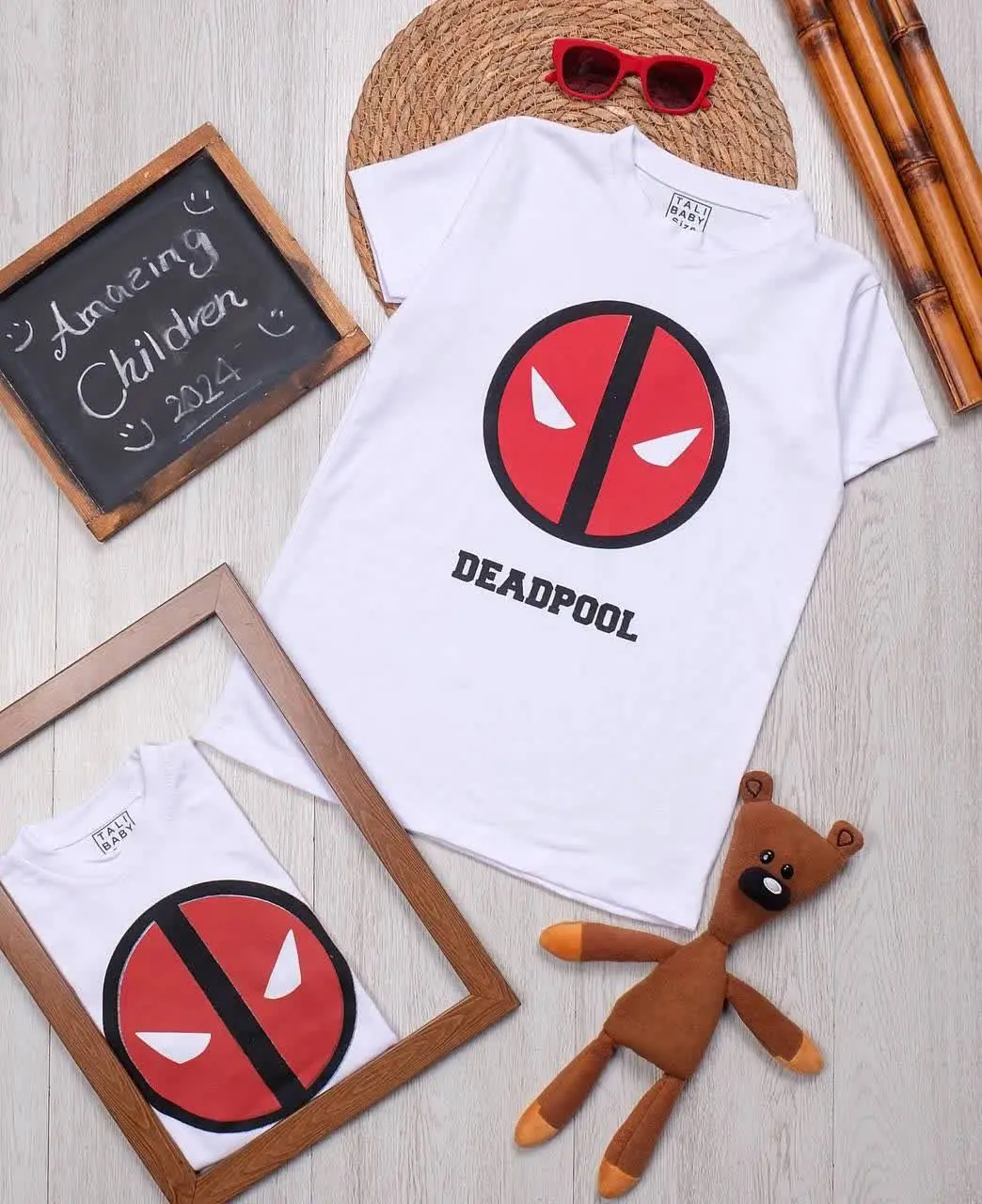 👫تیشرت تک سفید چاپ DEAD POOL👫