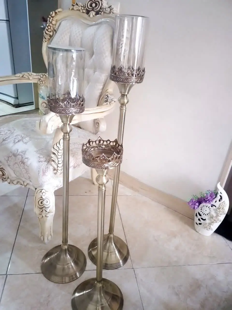 جا شمعی پایه دار آبکاری شده