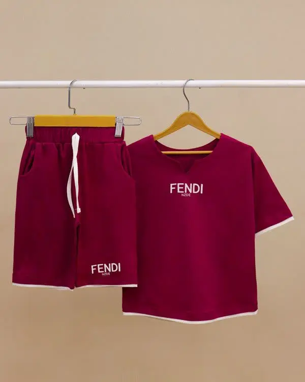 تیشرت شلوارک بگ استایل یقه کوبایی FENDI NZDE
