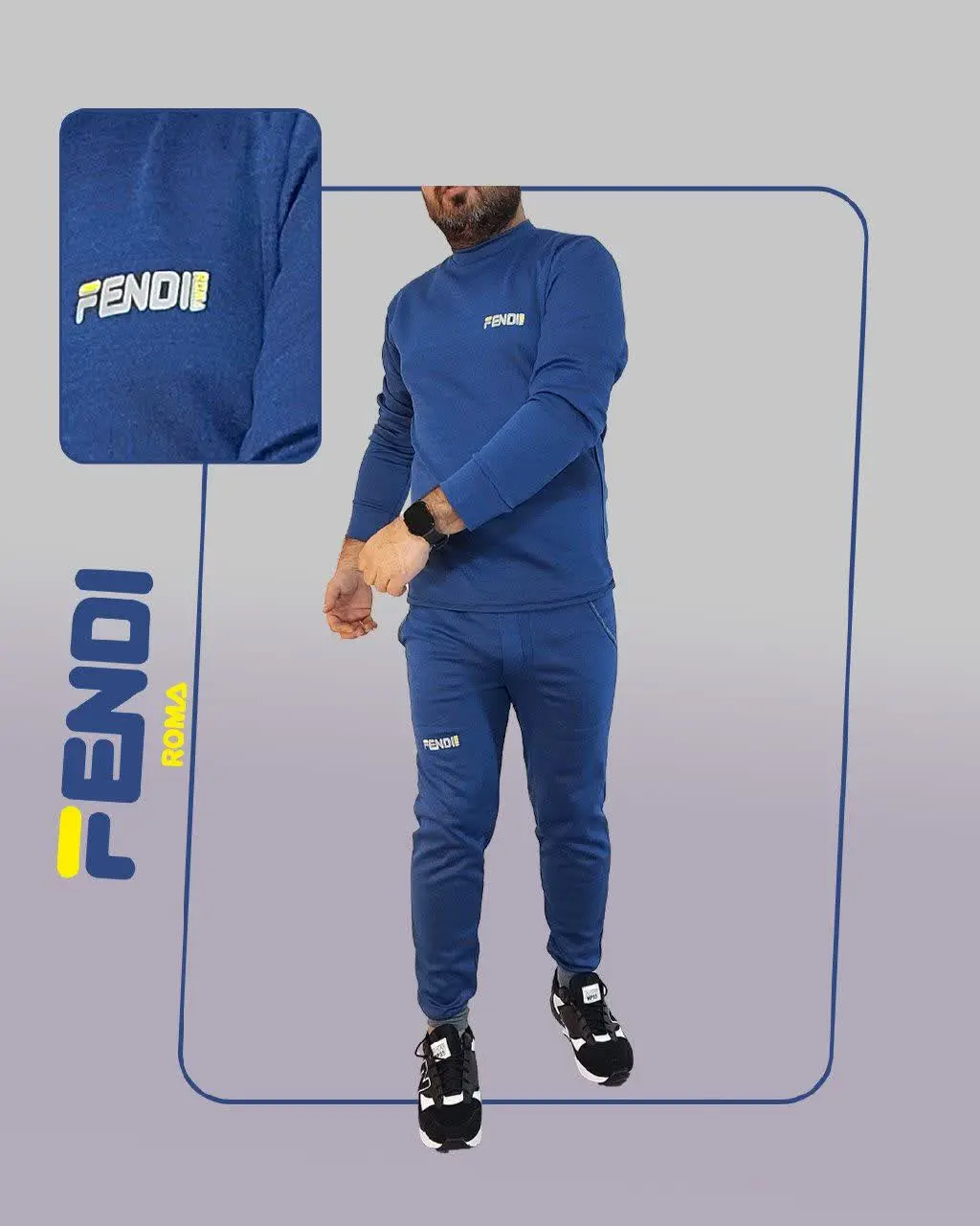🔸 ست تیشرت شلوار آبی Fendi مدل ۱۴۱۴