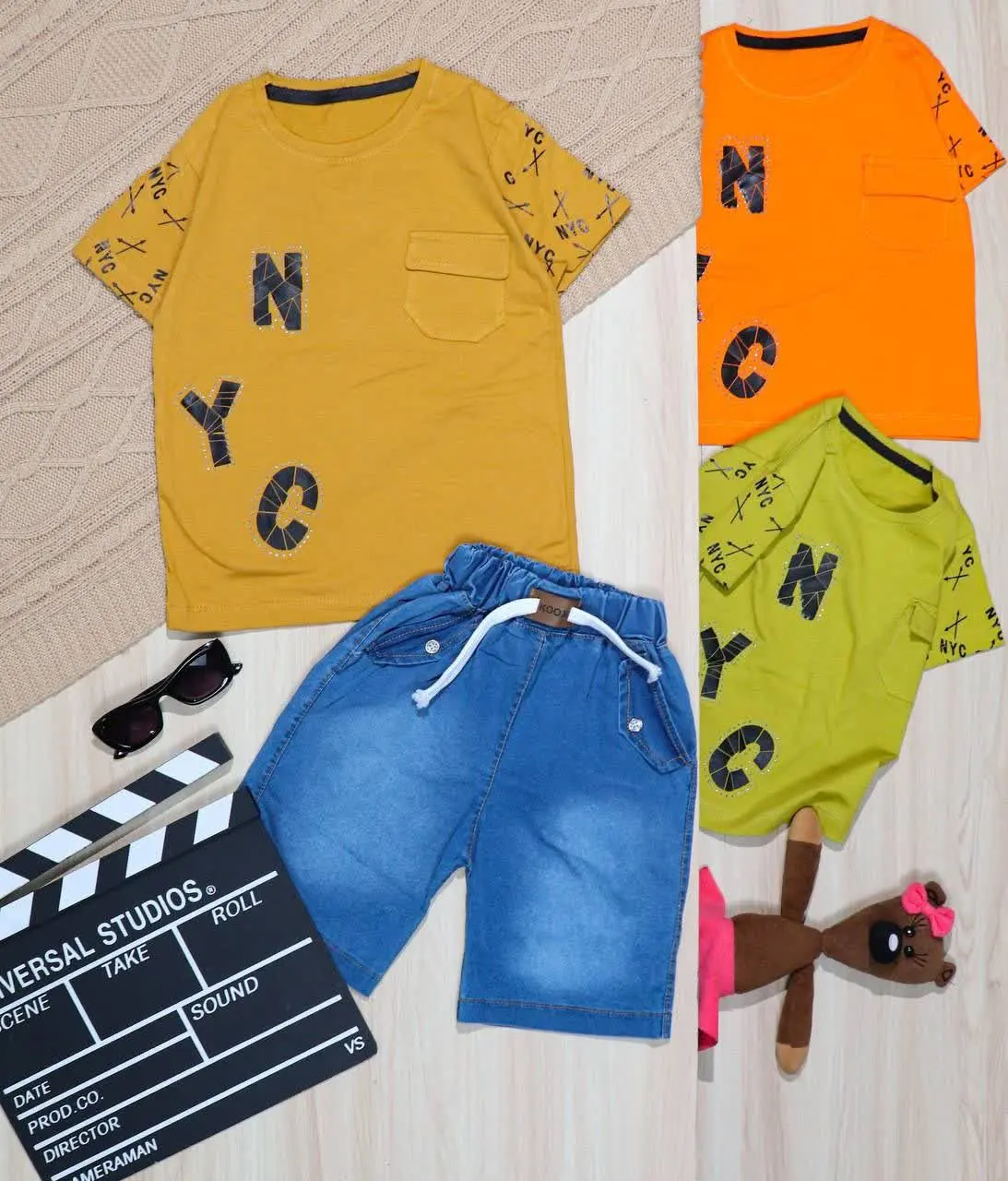 👫تیشرت و شلوارک جین چاپ NYC👫