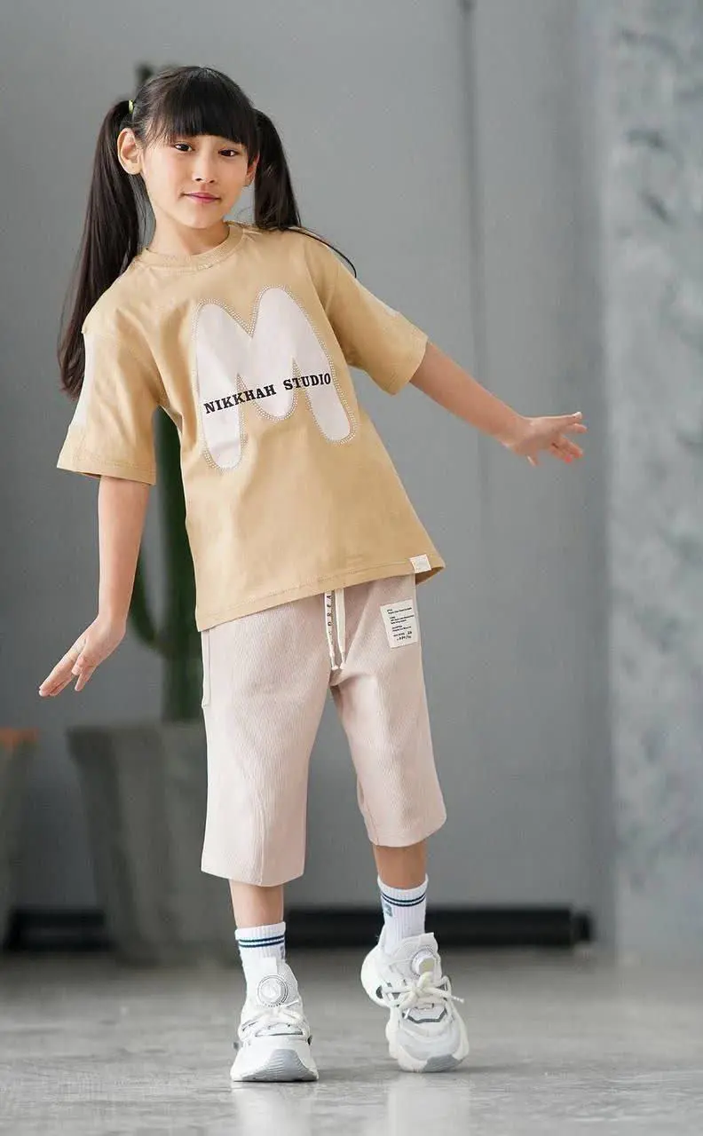 👫تیشرت و شلوارک پنبه/کبریتی چاپ M👫