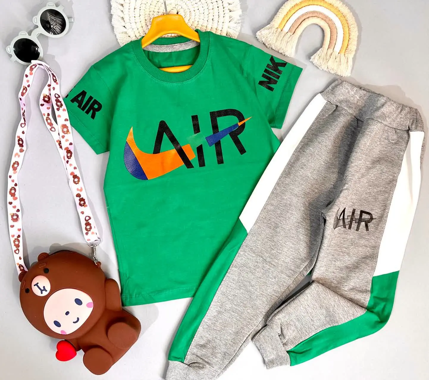 👫تیشرت شلوار پسرانه پنبه لاکرا چاپ AIR ✅