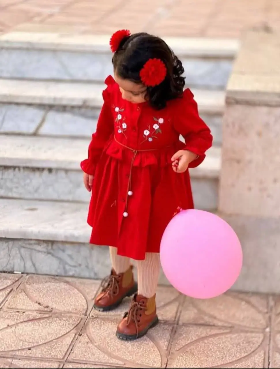 👚نام: ✅پیراهن گلدوزی کمربند چرمی رنگ کمربند کرم✅