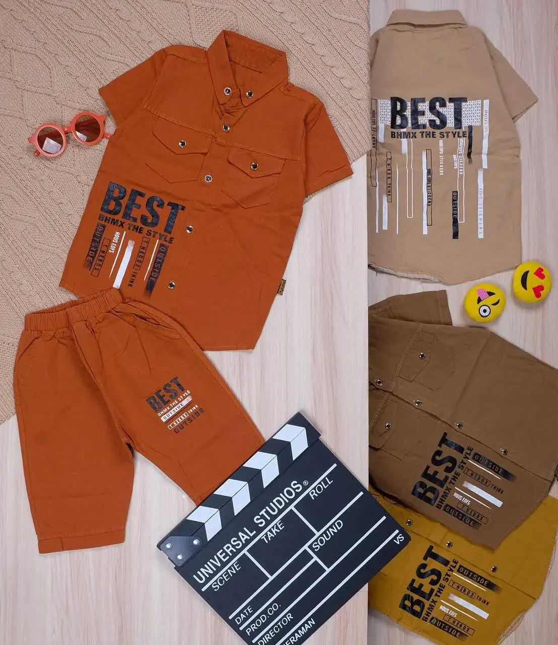 👫پیراهن و شلوارک کتان چاپ BEST👫