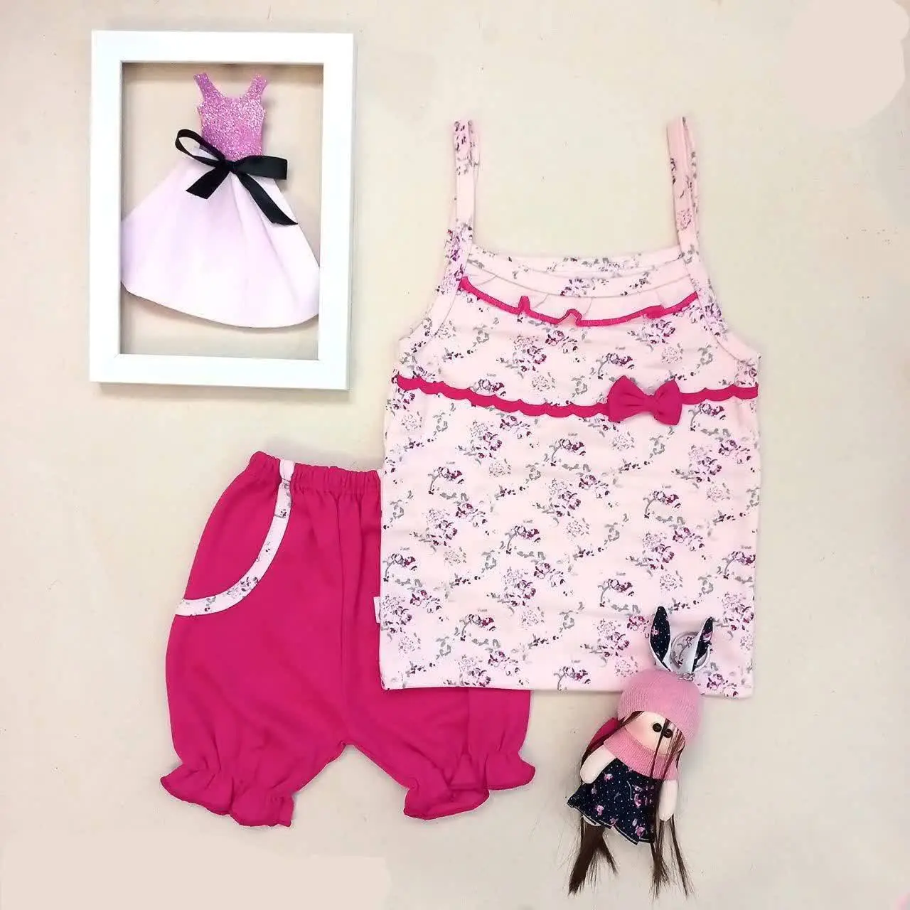 👚تاپ و شلوارک دخترانه مدل گلسرخ
