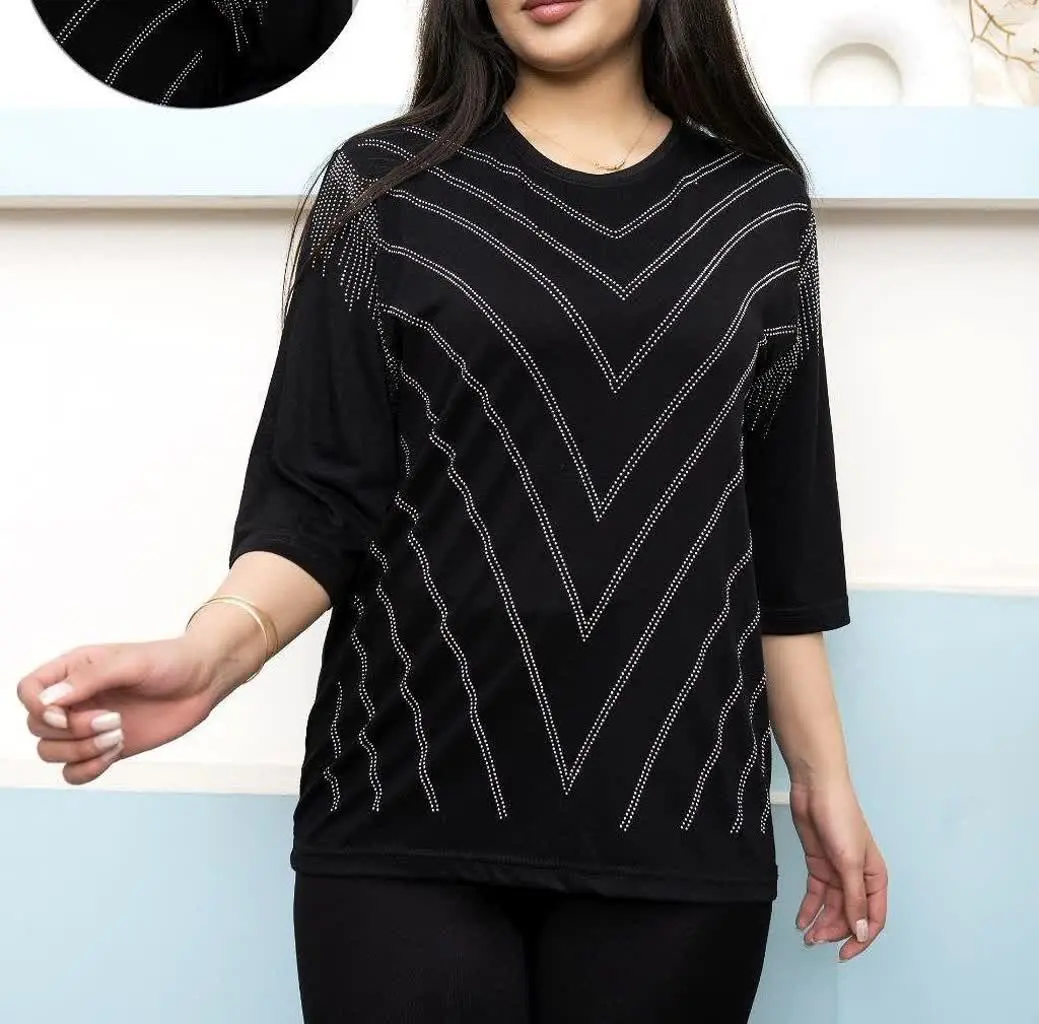 👚نام: #بلوز استین سه ربع نگین هفتی