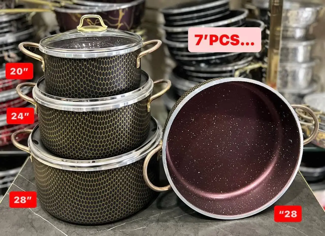 📌سرویس ۷ پارچه طرح چدن زنبوری داخل گرانیت😍👆