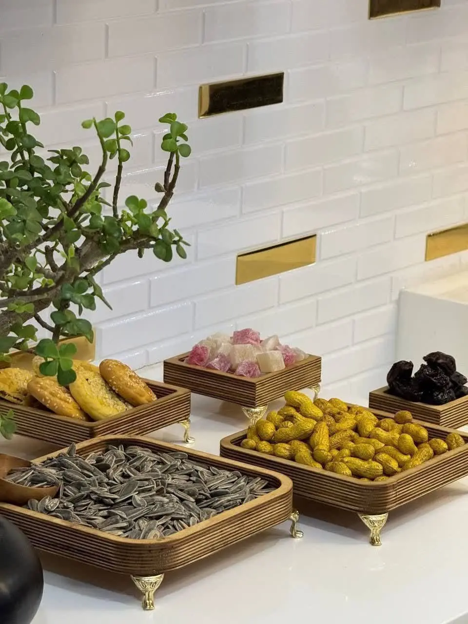 سینی ۵ تیکه پایه دار چوبی در ۴ طرح 🤩🤩🤩