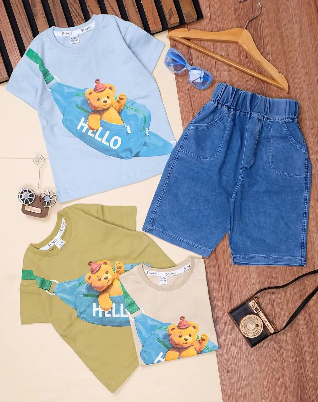 👕نام کالا: #تیشرت شلوارک کیف خرسی